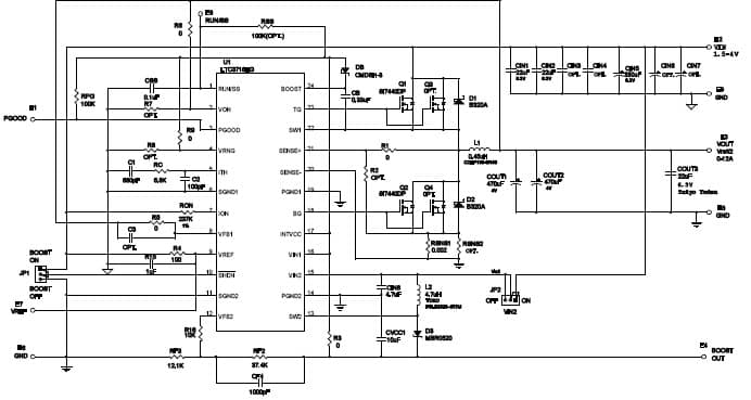 LTC3718EG Demo Board, Low Input Voltage, High Current, DDR Termination Supply, 1.5-5Vin, VRef/2 @ 0-12a