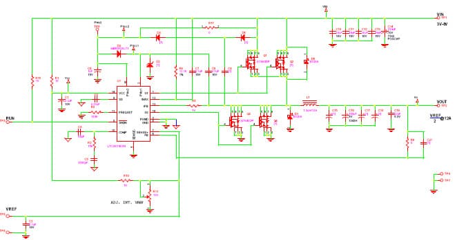 DC470A, Demo Board based on LTC3831EGN High Efficiency Termination/Tracking Power Supply, 3V to 8Vin, VREF/2 @ 12A