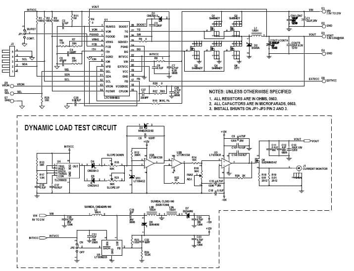 LTC1909-8EG Demo Board, SMBUs Controlled DC/DC Converter, Vin = 7.5V-21V, Vout = 1.3V-3.5V@10A