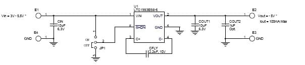 LTC1983ES6-5 Demo Board, 100mA Regulated Charge-Pump Inverter, 3V-5.5V Input, -5Vout, Iout up to 100mA Max