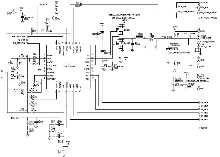 DC538A, LTC3734EUH Demo Board, Single Phase IMVP4 Power Supply, Vin=7.5V to 24V, Vout= 0.6V-1.75V@15A