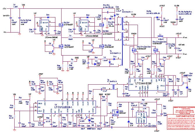 LTC3722-1 Demo Board, 36-72V In and 12V at 35A Out