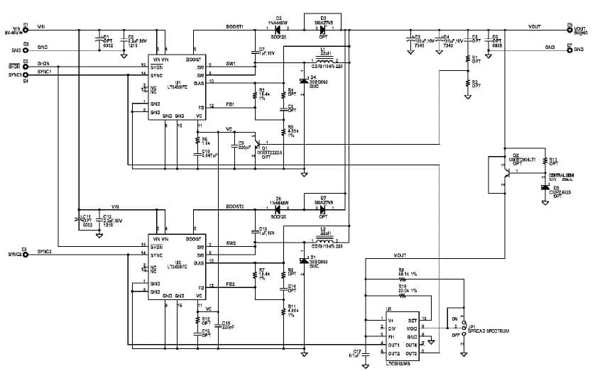 LT3430IFE LTC6902IMS Demo Board, 4A High Voltage Buck DC/DC Converter, Vin = 8V - 42V, Vout = 5V @ 4A