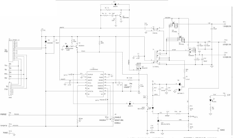 LTC4267IDHC Demo Board, Triple-Output PD for PoE