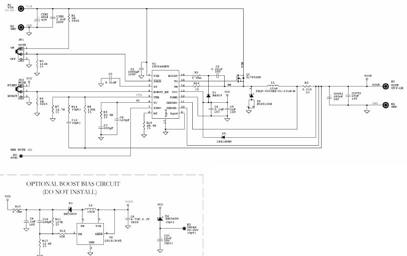 LT3844EFE Demo Board, 60V DC/DC Controller w/ PLL