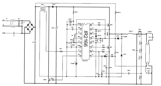 IRPLLNR4a, IR2166 Demo Board for Universal Input Linear Fluorescent Ballast