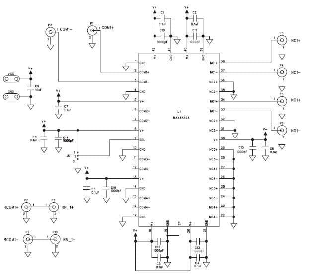 MAX4889AEVKIT+, Evaluation Board for Octal SPDT Analog Switch for Servers