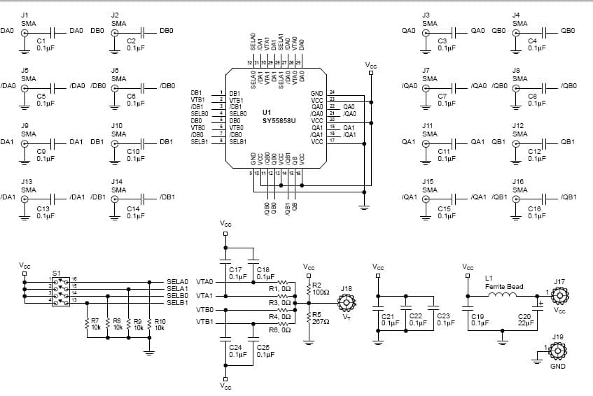 SY55858U, Evaluation Board for Analog Switch for GB Ethernet Switch