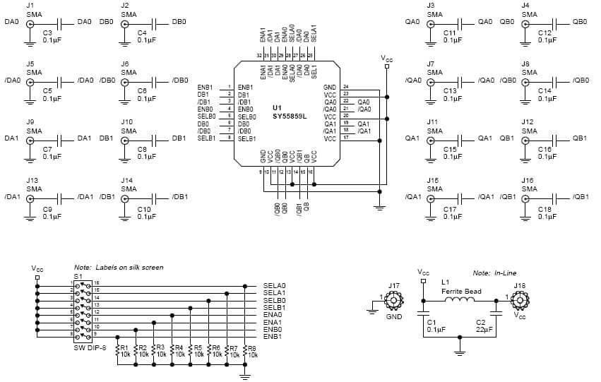 SY55859L, Evaluation Board for Analog Switch for GB Ethernet Switch