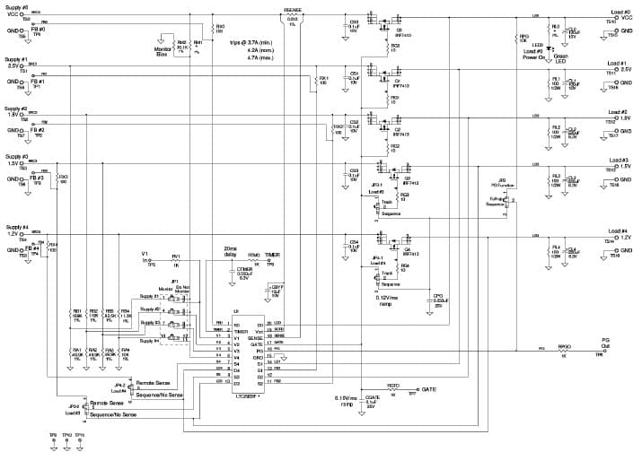 DC740A-B, Demo Board for the LTC2922IF-3.3 Tracker/Sequencer at VCC = 3.3V