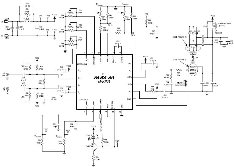 MAX3738EVKIT, Evaluation Kit for MAX3738 Laser Driver for SONET