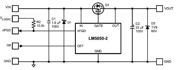 LM5050-2EVAL, Evaluation Board for the LM5050-2 MOSFET Power Driver