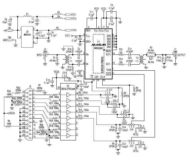 MAX3509EVKIT, Evaluation Board for MAX3509 RF Amplifier