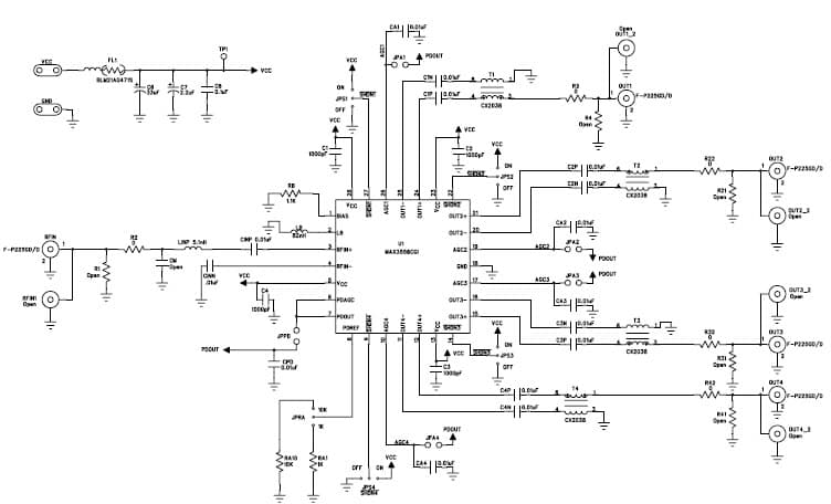 MAX3558EVKIT, Evaluation Board for MAX3558 RF Amplifier