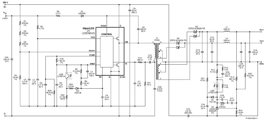 DER-282, 100W, Low Profile (11mm), LLC DC-DC Converter Using HiperLCS LCS700HG