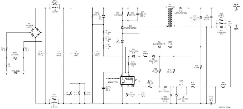 DER-296, Highly Accurate (<5%) Constant Current TRIAC Dimmable, High Power Factor (0.9) 7.4W Output LED Driver Using LinkSwitch-PH LNK403EG