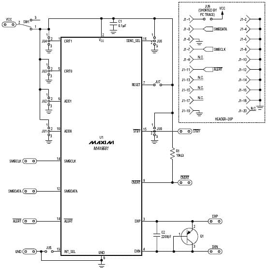 MAX6681EVKIT, Evaluation Board for MAX6681 temperature sensor