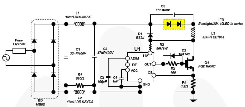 7.55W, 10-LEDs General LED Driver for Illumination