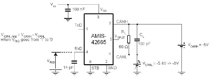 Application Circuit for the AMIS-42665 CAN Transceiver with CMV = -5V