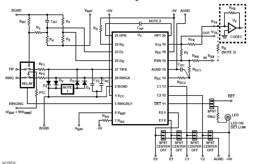 HC5526EVAL, Subscriber Line Interface Circuit evaluation board has provisions for full evaluation of the voice and DC feeding characteristics of the HC5526