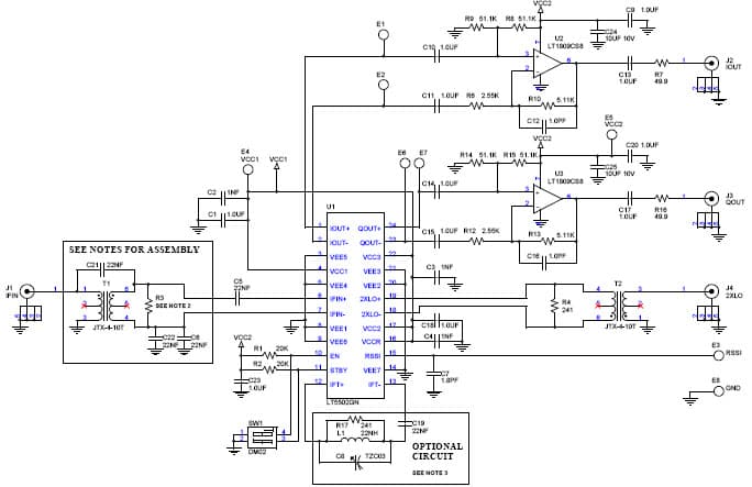 DC333A-A, Demo Board for the LT5502EGN, 400MHz IF Receiver with Limiting Amp and I/Q Demodulator