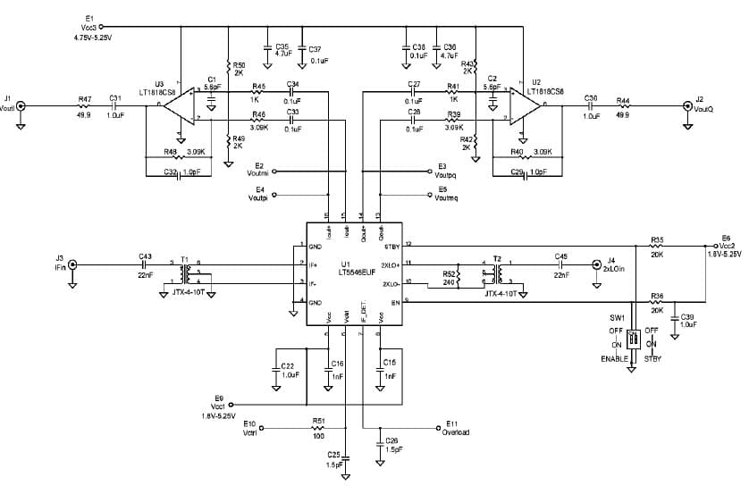 DC696A, Demo Board for the LT5546EUF, 500MHz IF Receiver w/ VGA and I/Q Demodulator and Wide BB BW