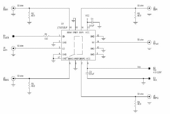 DC945A, Demo Board for the LT5572EUF, 2GHz I/Q Modulator w/ HiZ + 0.5VDC Bias