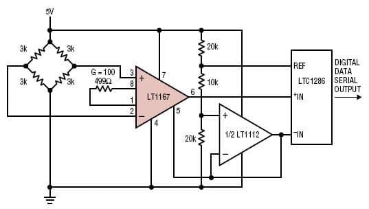 5V Instrumentation Amplifier for Strain Gauge