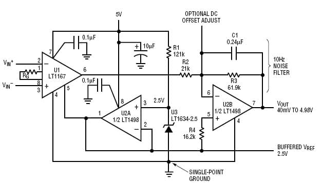 5V Instrumentation Amplifier for Strain Gauge