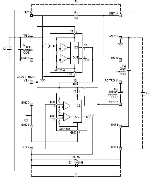 MIC1555, Evaluation Board for the MIC1555, 5000KHz RC Oscillator for Measurement Instruments