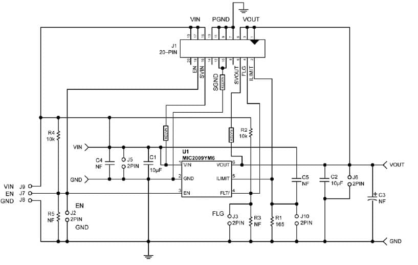 MIC2009YM6 EV, Evaluation Board for MIC2009 USB Switch for Digital TV