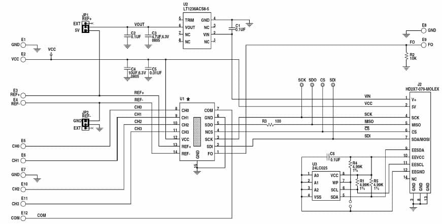 DC1009A-A, Demonstration circuit features the LTC2492, 2/4 channel, 24-Bit DS ADC with Easy Drive inputs