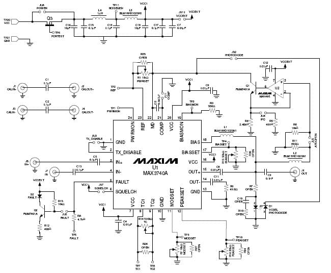 MAX3740AEVKIT, Evaluation Kit for MAX3740A VCSEL Driver