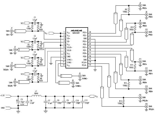 MAX3681EVKIT-SO, Evaluation Kit using the MAX3681, 622-Mbps, SDH/SONET 1:4 deserializer