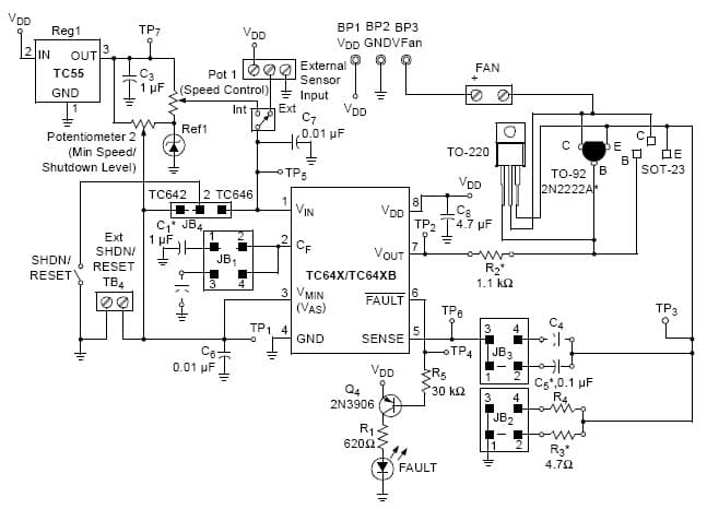 DS21403C, Evaluation Board based on TC64X/TC64XB Fan Controller