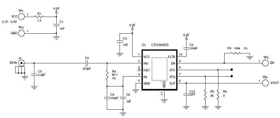 DC1528A, Demo Board Using LTC5582IDD, 40MHz to 6GHz RMS Detector