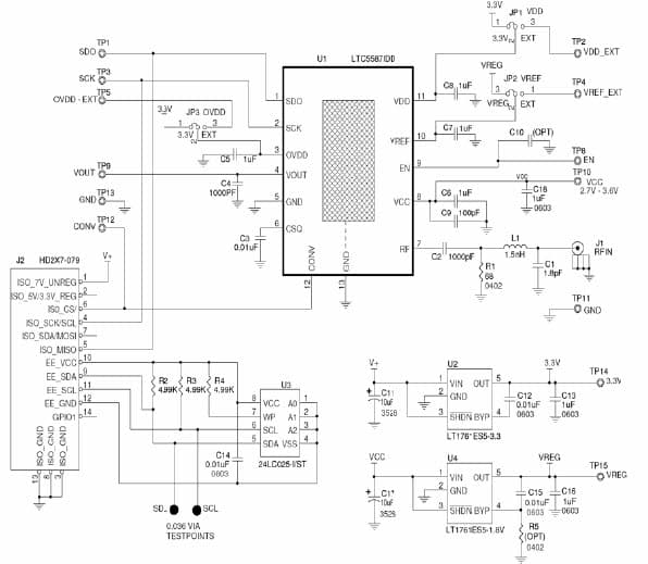 DC1638A, Demo Board Using LTC5587IDD 6GHz RMS Power Detector with Digital Outputs