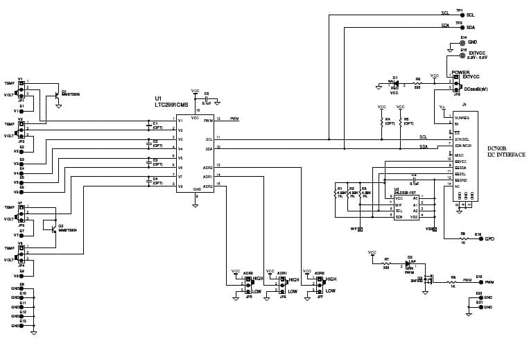 DC1785A, Demo Board Using LTC2991 I2C Temperature, Voltage and Current Monitor