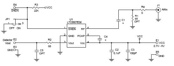 DC489A-B, Demo Board Using LTC5507ES6 HF to UHF Frequency RF Power Detector