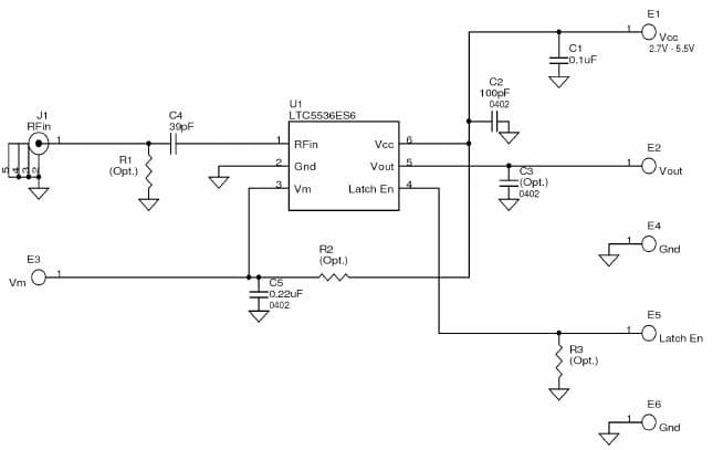 DC730A, Demo Board Using LTC5536ES6 RF Power Detector with Output Comparator