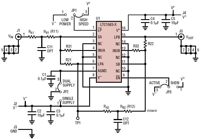 DC626A-A, Demo Board, DC Accurate, Tunable, low pass Filter