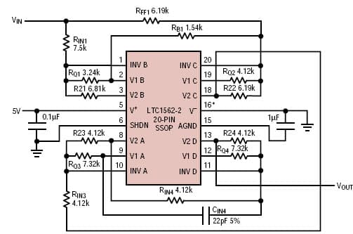 LTC1562, 256kHz linear-phase 6th order low pass filter