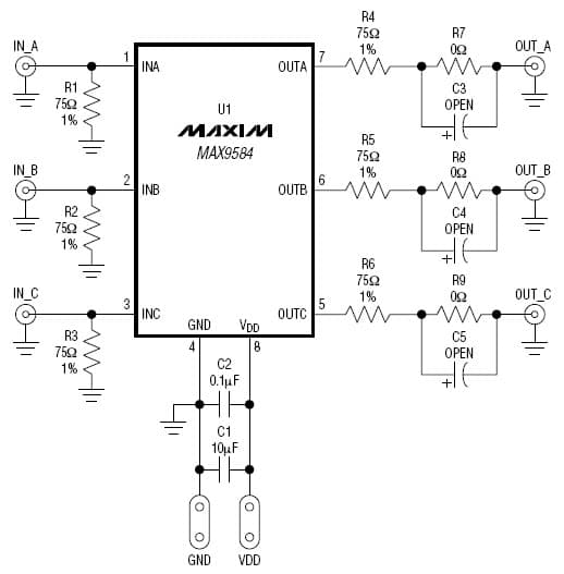 MAX9584EVKIT+, Evaluation Board for the 2V/V, NTSC/PAL Video Amplifier for Set-Top Box