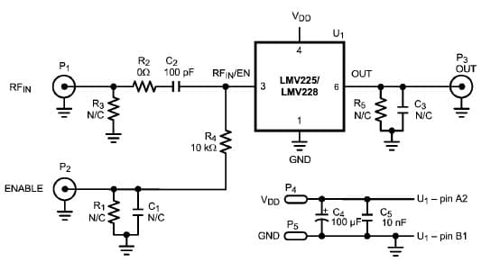 LMV225SDEVAL, Evaluation Board for the LMV225, 450 to 2000MHz RF Power Detector