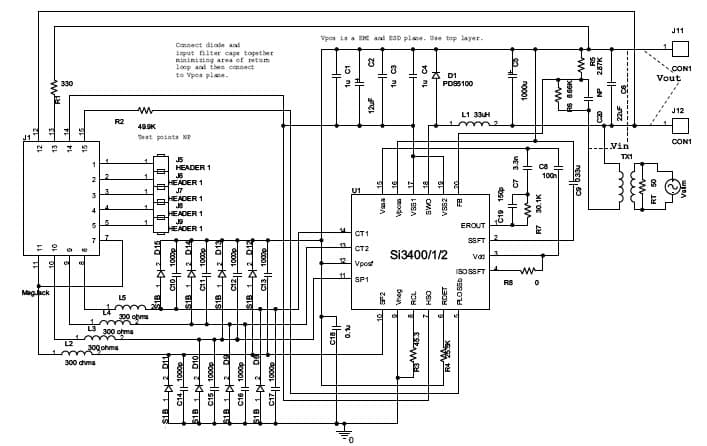 Si3400-EVB, Non-Isolated Evaluation Board for the SI3400 Ethernet Interface for VoIP Phone applications