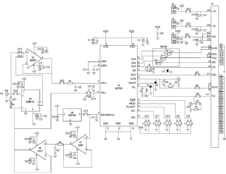 EVAL-AD7851CB, evaluation board for AD7851, 14-Bit, 333KSPS ADC for Servo Motor