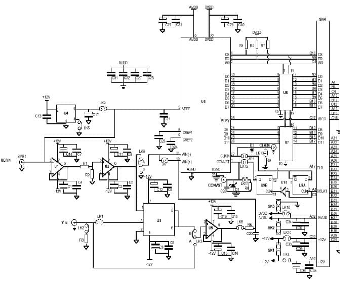 EVAL-AD7854CB, evaluation board for AD7854, 12-Bit, 200KSPS, 1CH ADC for Personal Digital Assistant