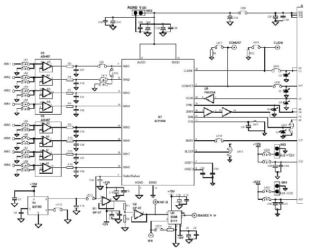 EVAL-AD7858CB, evaluation board for AD7858, 12-Bit, 200KSPS, 8CH ADC for Personal Digital Assistant