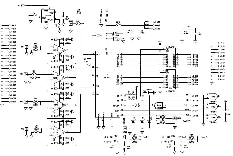 EVAL-AD7863CBZ, evaluation board for AD7863, 14-Bit, 250KSPS, 2CH ADC for Portable