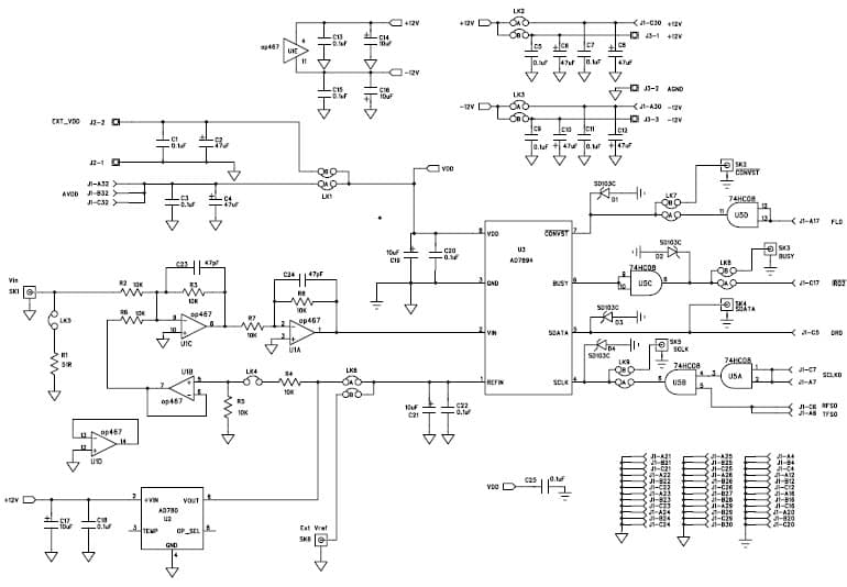 EVAL-AD7894CB, evaluation board for the AD7894, 14-Bit, 200KSPS ADC for Data Acquisition System